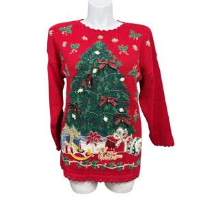 Vintage Tiara International Christmas Tree Sweater Size Large